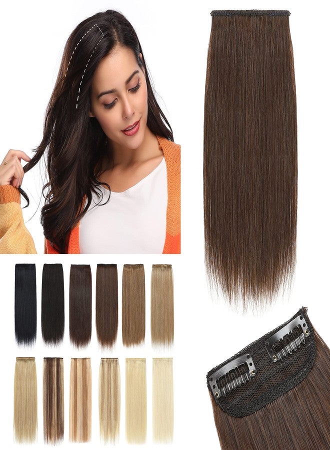 SEGO 2 Pcs Short Hair Extensions Clip in Human Hair 6 Inch 20g Hairpiece Human Hair Toppers for Women With Thinning Hair Adding Hair Volume -#04 Medium Brown - Image 1